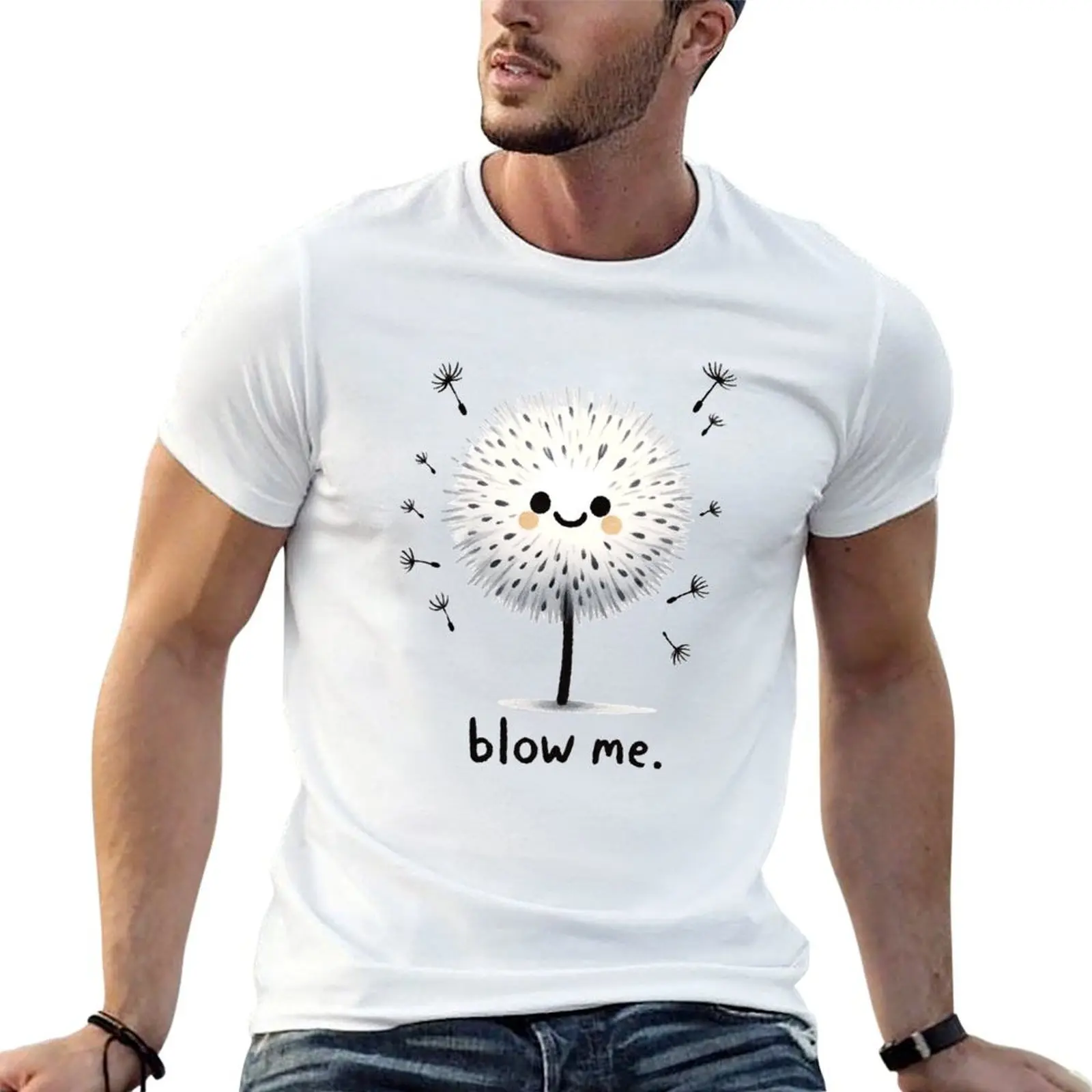Kawaii Dandelion Blow Me Cute Smiling T-Shirt Sweat Absorbing Sports Tee Shirt