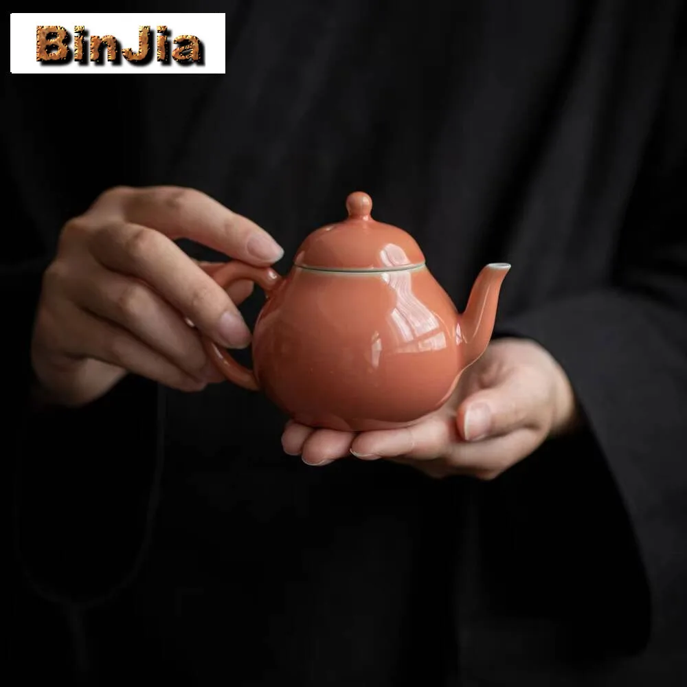 

150Ml Handamde Grapefruit Red Teapot Literati Sketch Hand Held Pot Household Tea Maker Kettle Puer Cha Supplies Craft