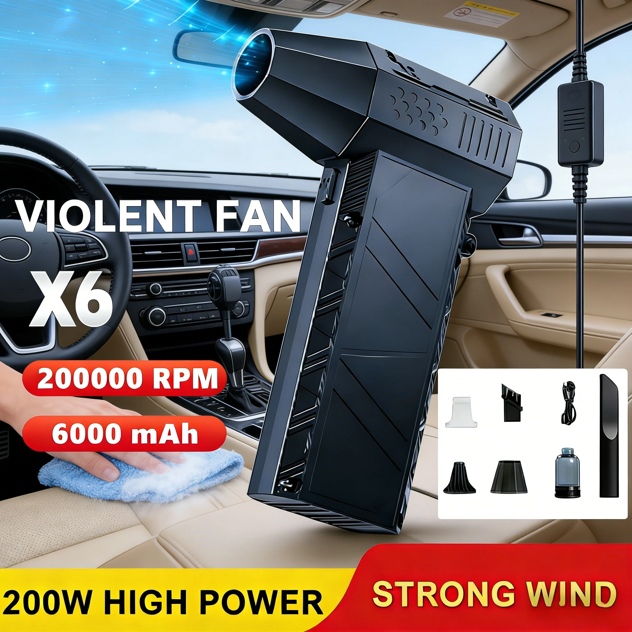 

X6/X9/X11 TurboForce Air Duster Vacuum | 200K RPM Violent Fan 53m/s, Type-C Rechargeable