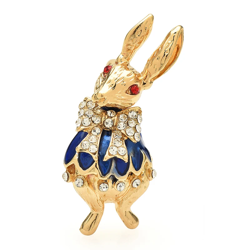 Wuli&baby Cute Rabbit Brooches For Women Unisex Cartoon Gentleman Bunny Pets Party Casual Brooch Pins Gifts