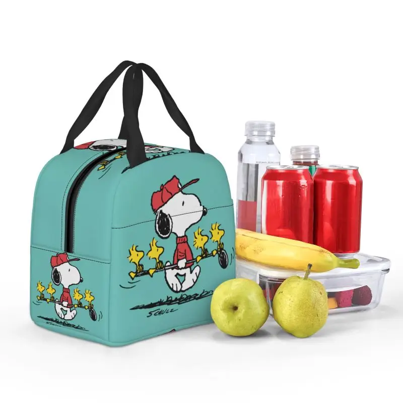 Custom Cute Cartoon Snoopy Lunch Bag Cooler Warm Insulated Lunch Container Box for Student School Work Picnic Food Tote Bags