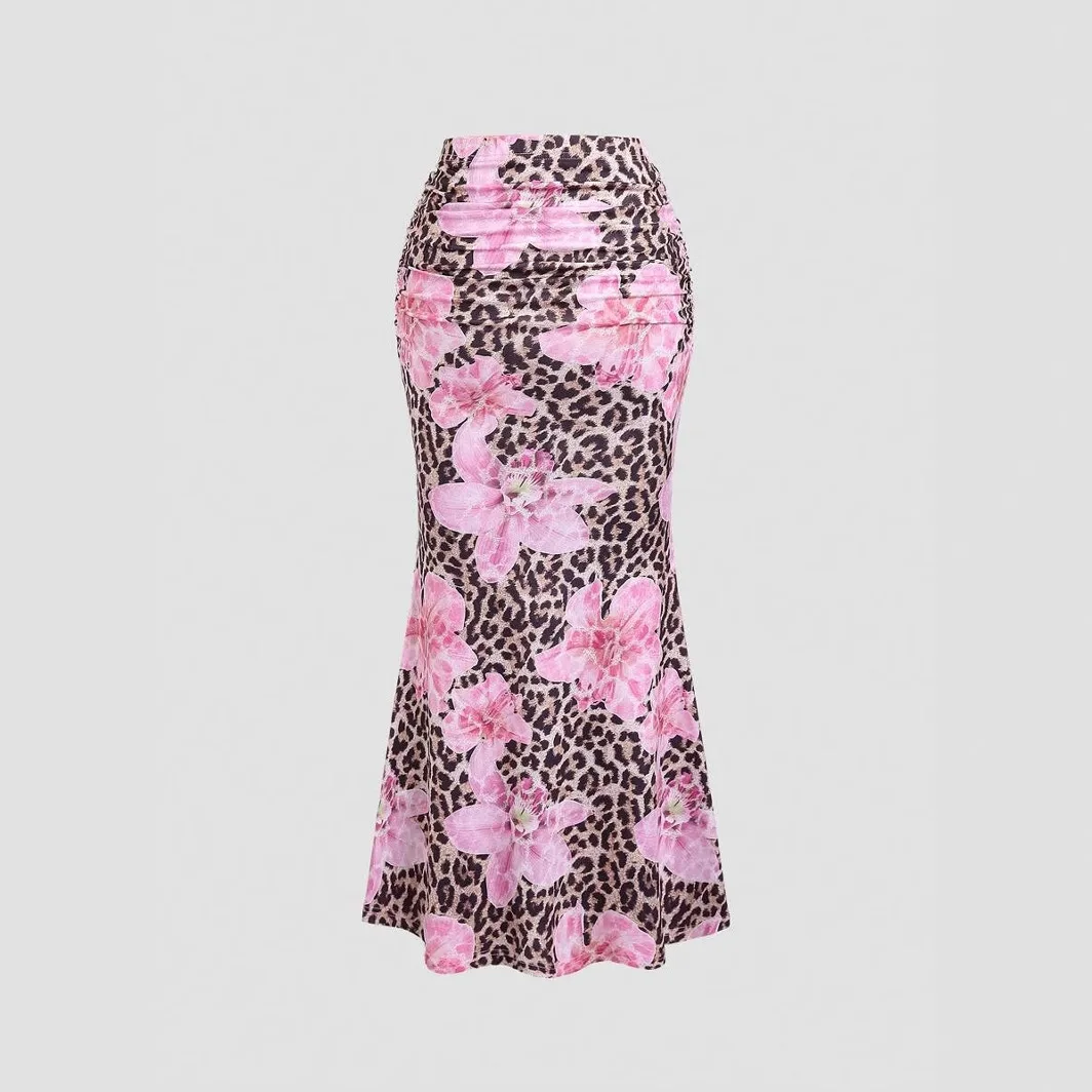 Women's Fashionable Long Skirt Bodycon Midi Skirt Stylish Women's Clothing Printed Long Dress Sexy Elegant юбка пышная женская