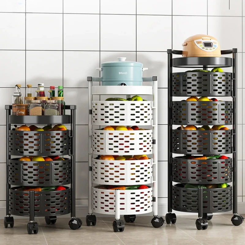 Free-Standing Rotating Vegetable Rack Multi-layer Hollow Storage Baskets Ideal