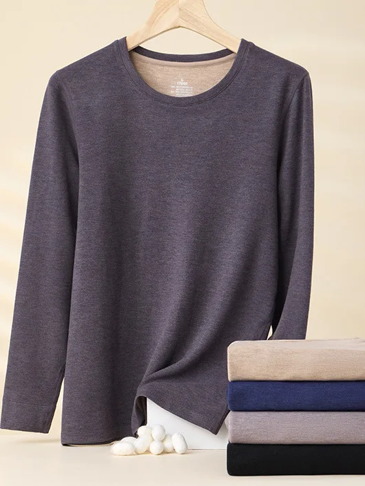 

Men's Camere Silk Warm Underwear Set Long Sve round Ne Super Soft Autumn Clothes Pants Heat Generating Base irt Pants