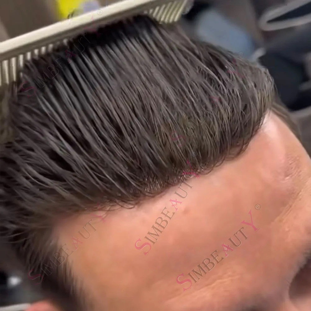 

Супер прочная натуральная линия волос, удобная светло-коричневая # 2 мужских парика, 100% человеческие волосы 1B20 1B65, серый, черный, мужской парик из микрокожи