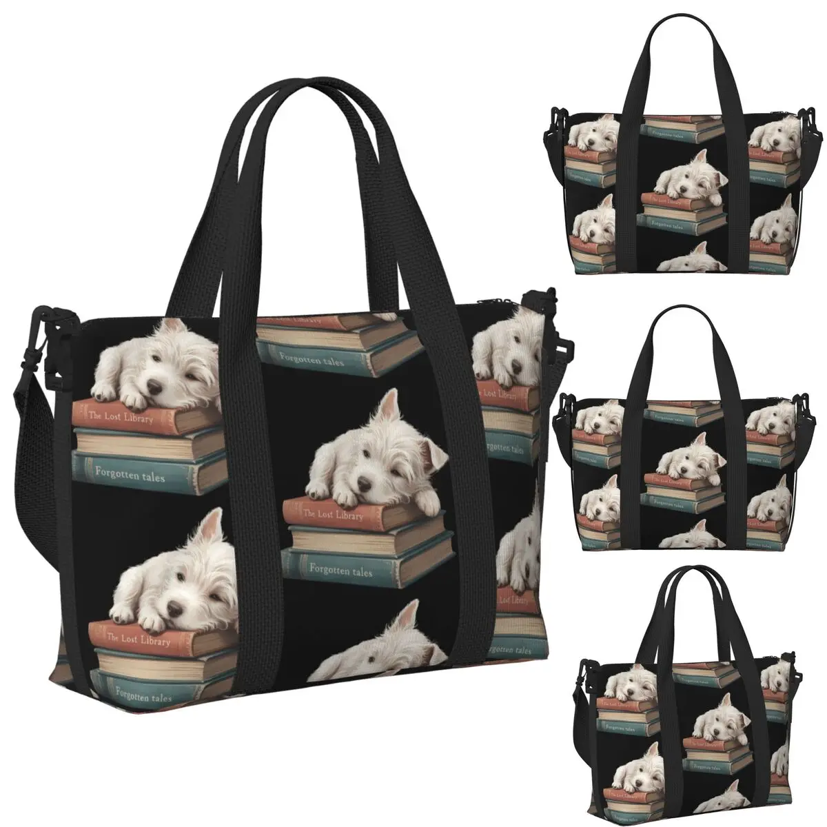 

Westie Dog West Highland White Terrier Пляжная дорожная сумка Большая вместительная сумка-тоут для тренажерного зала Йога Женская дорожная сумка для покупок