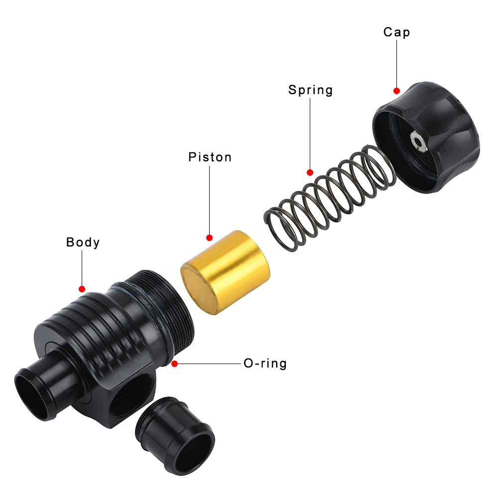 Czarny Auto Racing Turbo aluminiowy uniwersalny zawór wydmuchowy BOV 25mm 1.8T Turbo Wastegate bov z adapterem na zewnątrz VR5742BK — zdjęcie 6