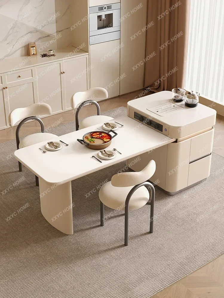 Stone Plate Kitchen Island Dining Table Tea Table Double-Use Retractable Medium Kitchen Island Kitchen Inverted Table