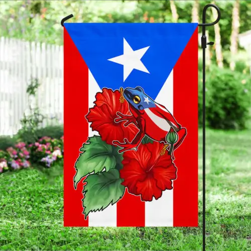 Puerto Rico Coquí Hibiscus Flag Garden Flag