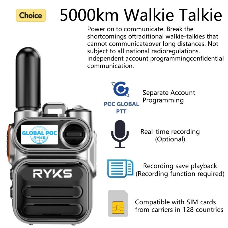 

4G Walkie Talkie 5000Km With Sim Card Radio 199Ch Single Call Group Call Type-C Charger Camping For Global Ptt Walkie 2025