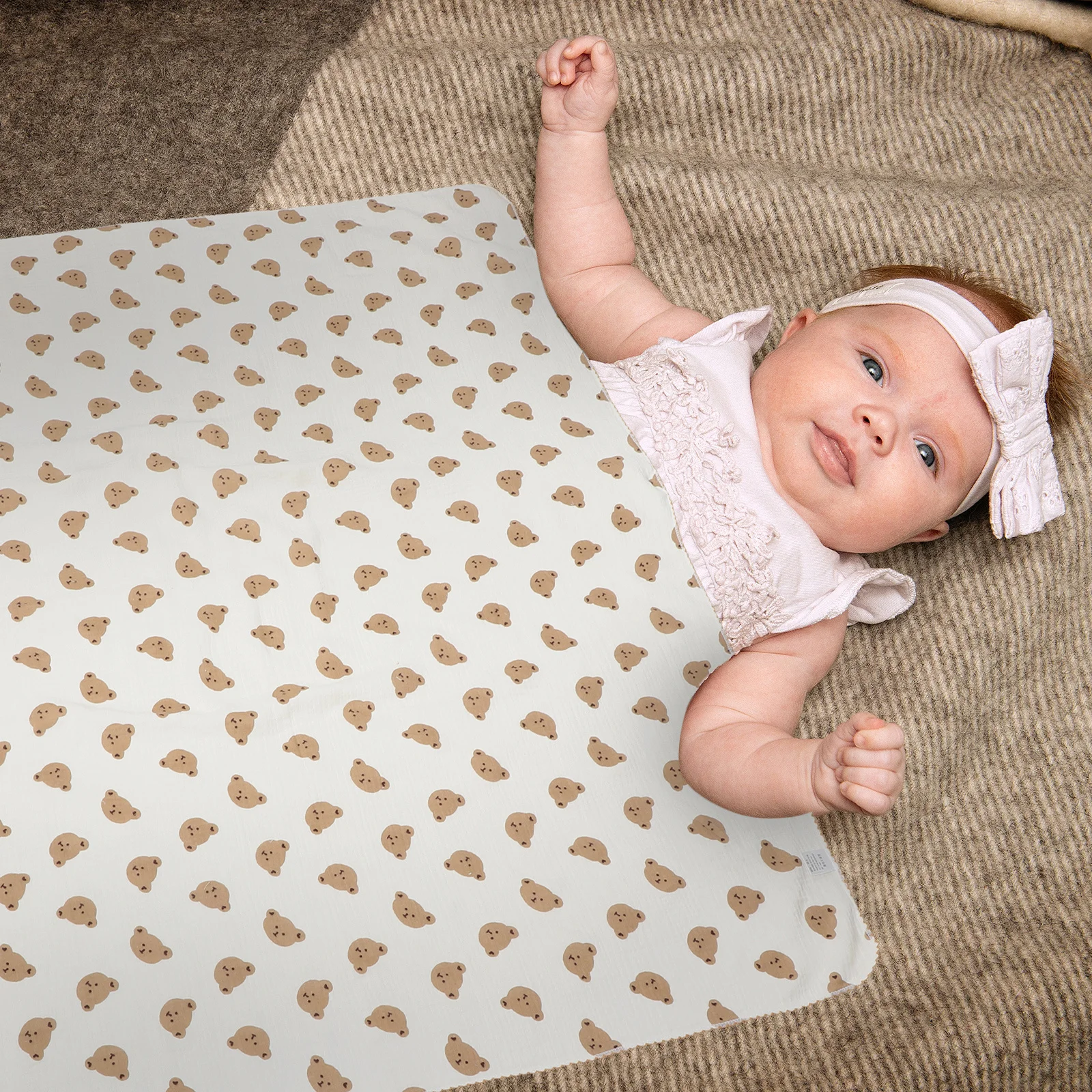 

Muslin Baby Blanket Double Layer Gauze Soft Absorbent Baby Cover Bath Towel Bear Pattern Nursery Blanket Newborn Swaddle