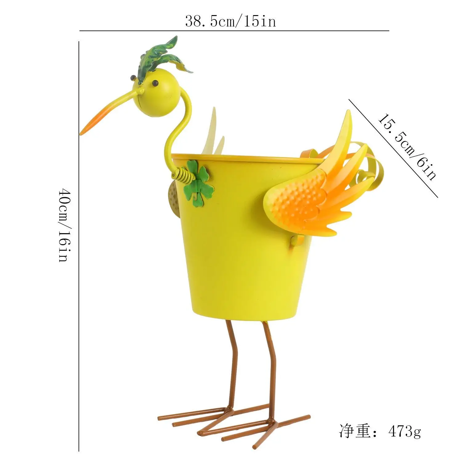 Colorful 3D Iron Cartoon Bird Planter, Idyllic Creative Flower Bucket for Outdoor Garden Balcony Decoration