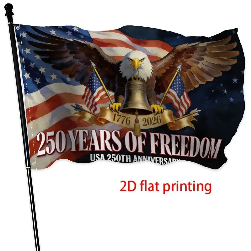 250 Years of Freedom USA Anniversary Eagle Bell Flag 1pc Single-Sided Outdoor Courtyard Banner