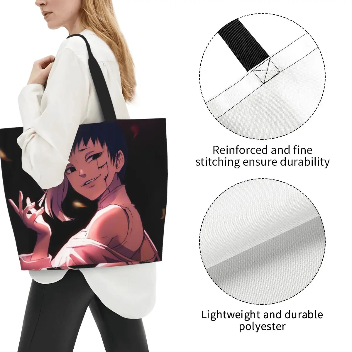 Gen Asagiri Dr Stone Apan Anime Shopping Tote Bag Canvas Large Capacity Shoulder Bags Shopper Grocery Handbag for Women