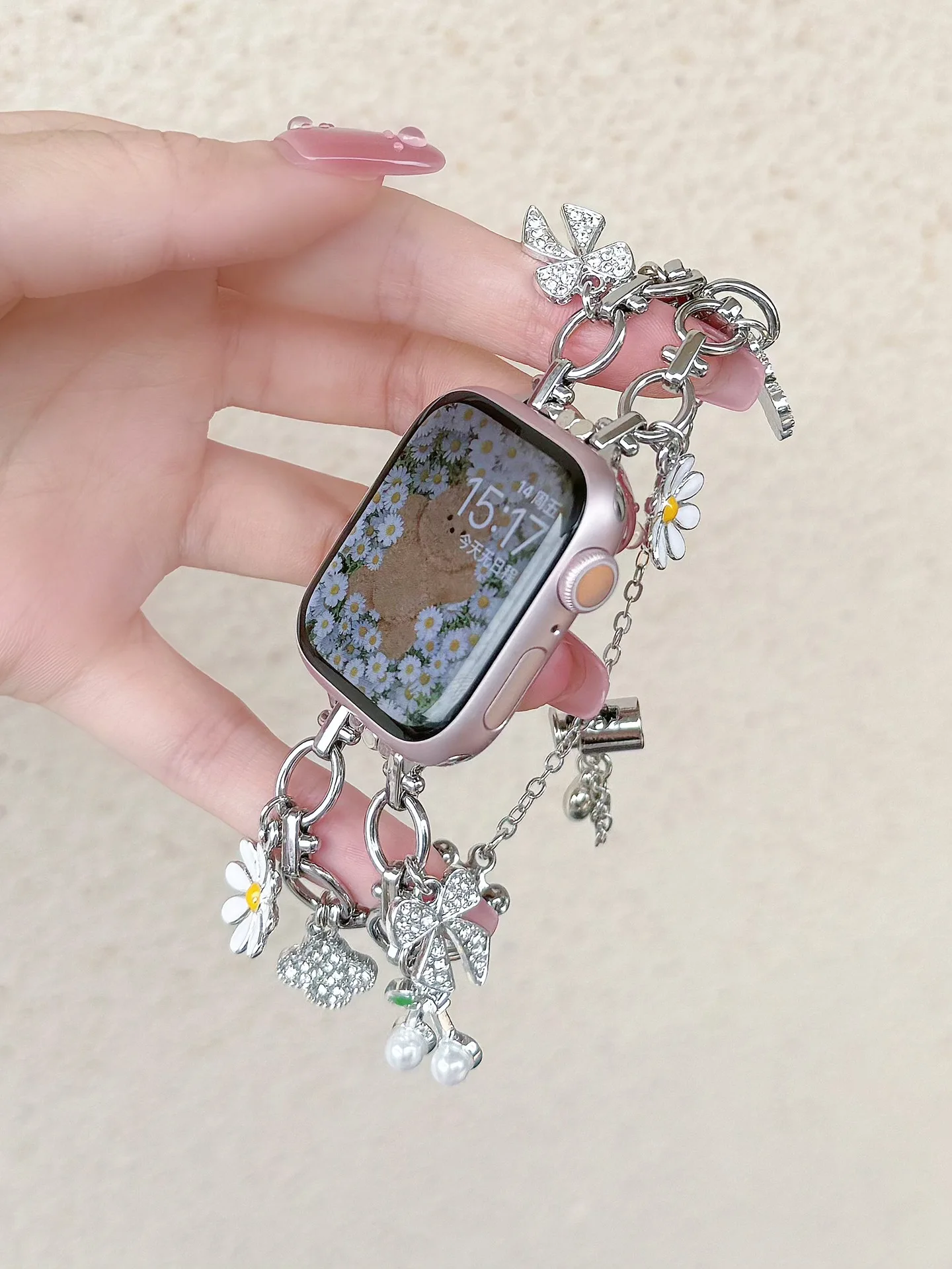 Ювелирный ремешок для Apple Watch S10 46 мм 42 41 45 44 38 40 49 мм Женский браслет с металлическими звеньями для iWatch Series 9 Ultra 8 7 6 5 4 SE