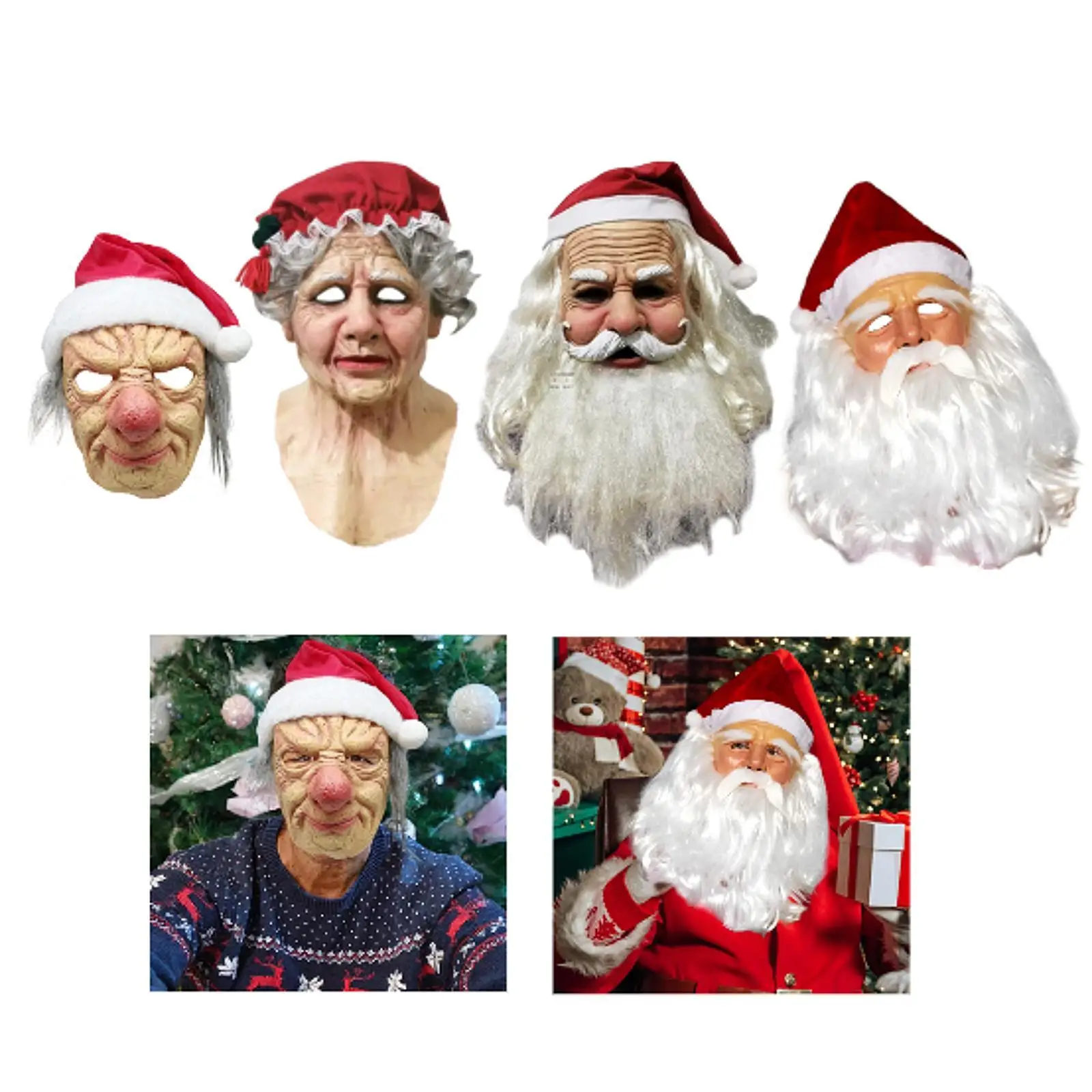 Christmas Latex Mask Realistic Headgear for Festival Christmas Carnivals