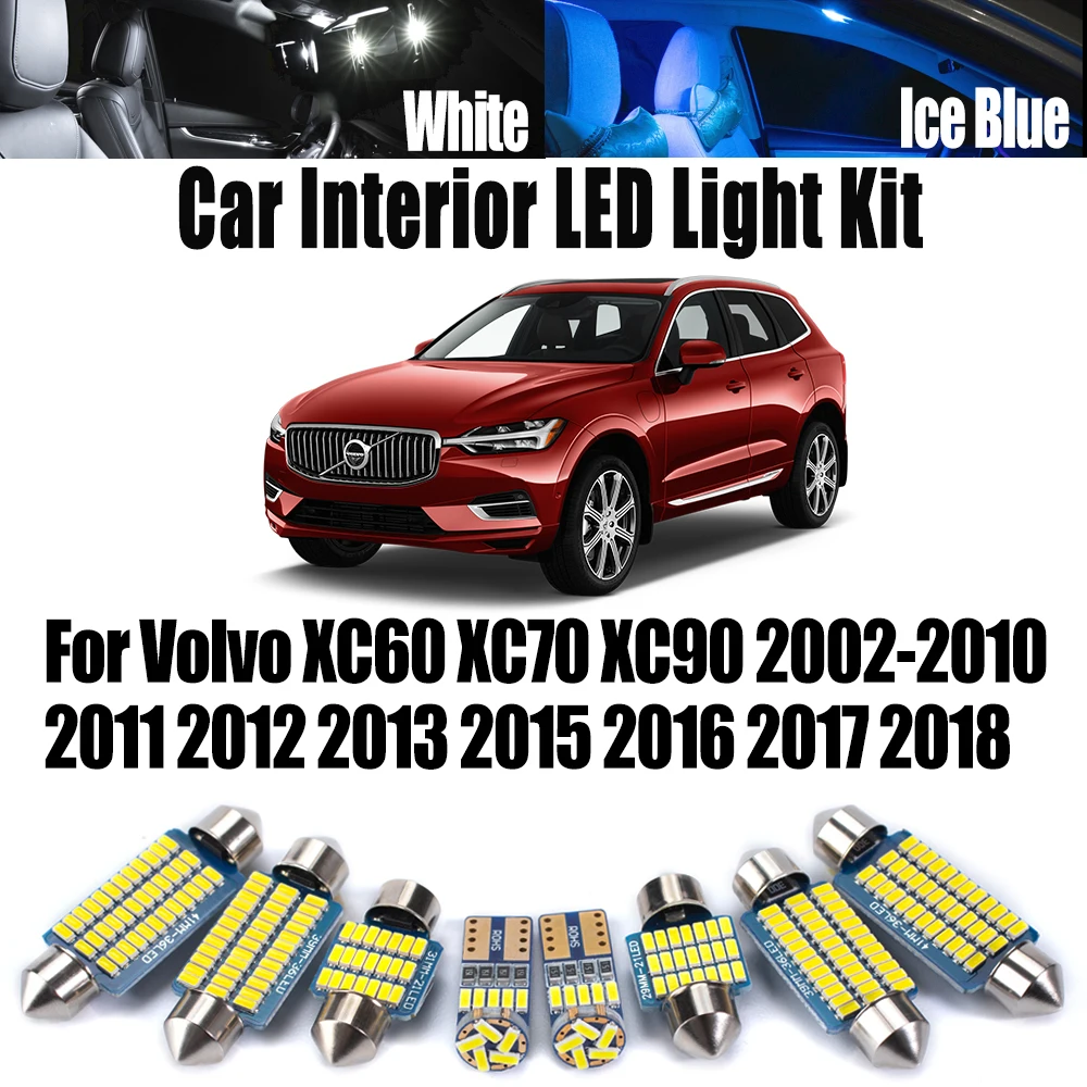 Canbus For Volvo XC60 XC70 XC90 2002- 2017 2018 Reading License Plate Bulbs Car LED Interior Map Dome Vanity Mirror Light Kit