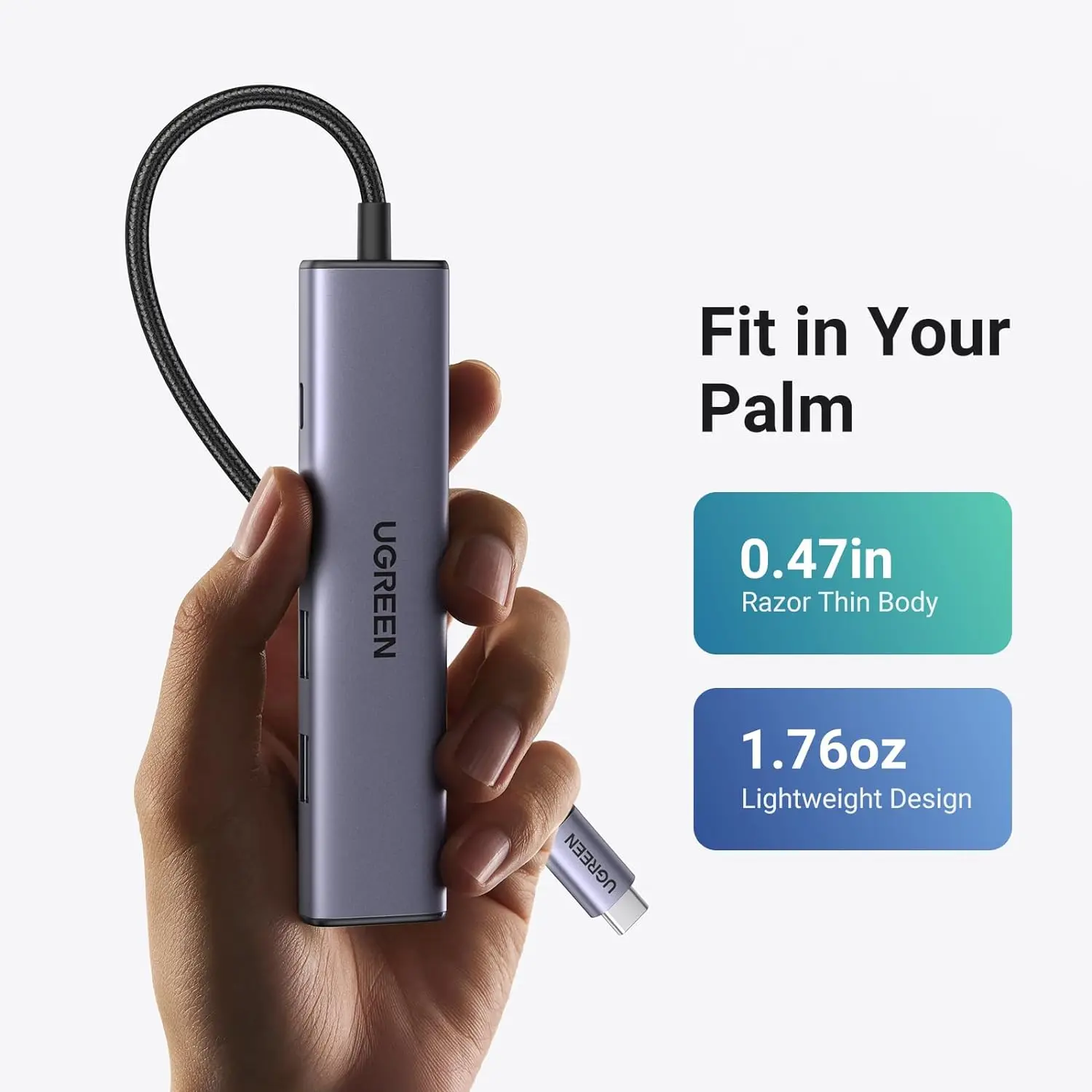UGREEN Revodok 105 USB C Hub 5 in 1 Multiport Adapter 4K-HDMI, 100W Power Delivery, 3 USB-A Data Ports, USB C Dongle