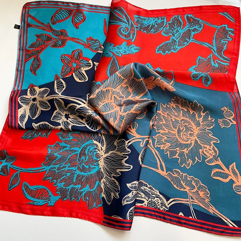 Luxury Design Print Silk Square Scarf Women Soft Satin Horse Hairband Neckerchief Office Hijab Headband Foulard Bag Ribbons Gift image 2