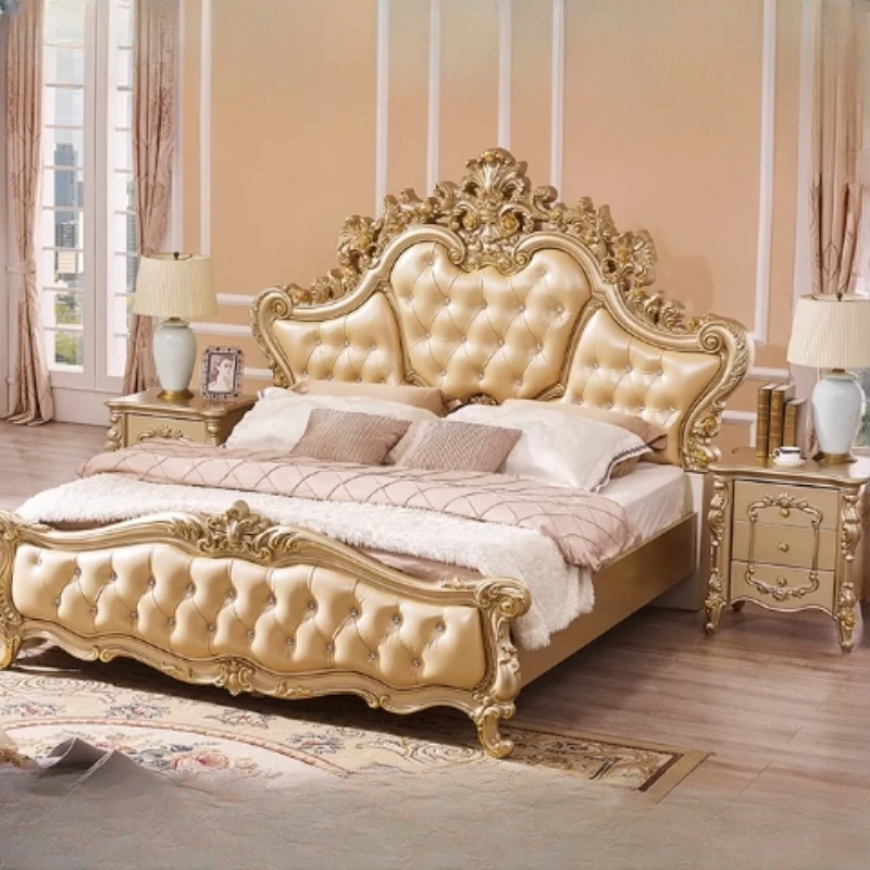 Luxury Queen Double Bed King Size European Living Room Frame Double Bed Princess Modern Letto Matrimoniale Bedroom Furniture