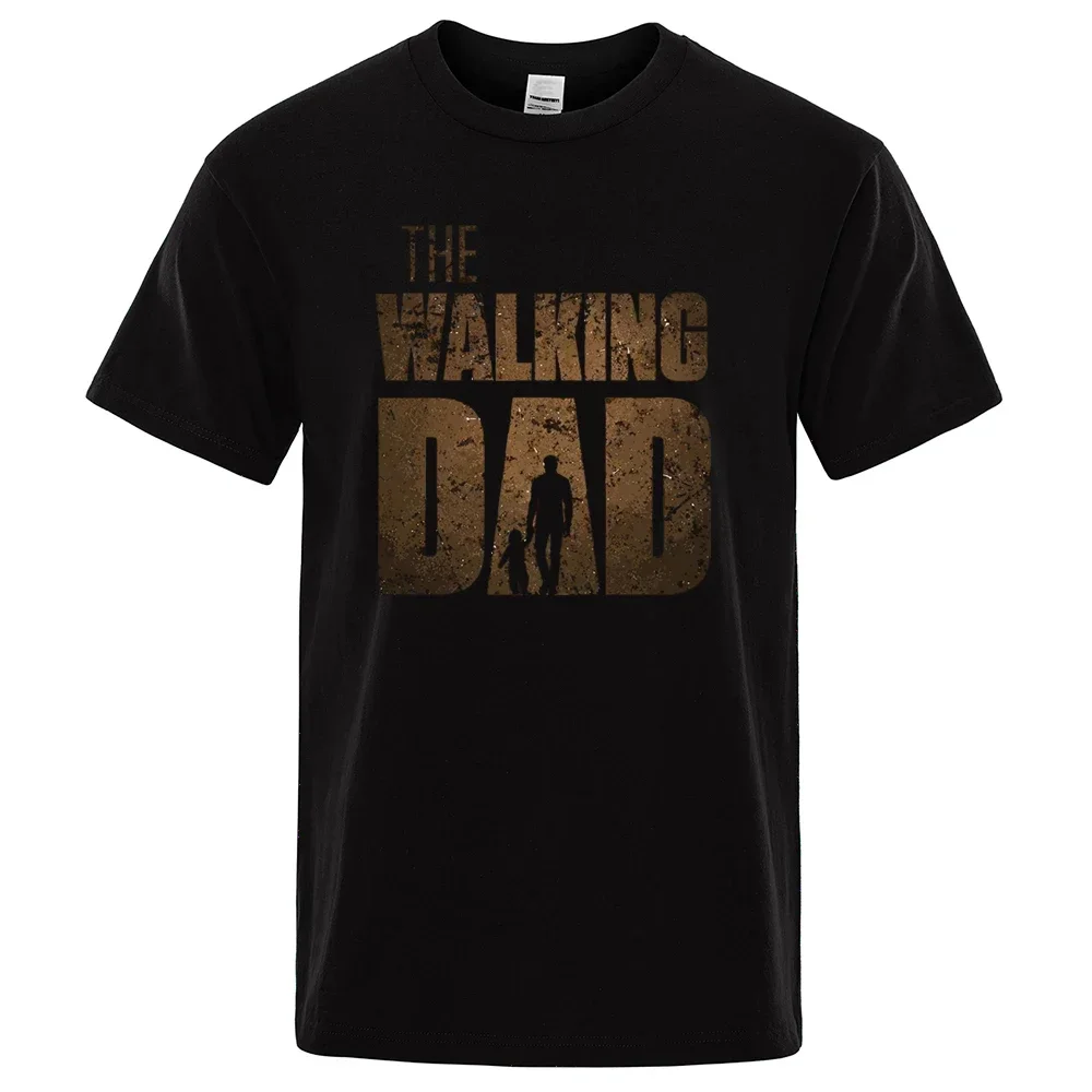 Walking Dad Funny Street Printed Loose Oversized Cotton T-Shirt Men's Summer Casual Hip Hop Short Sleeve Fashion Top