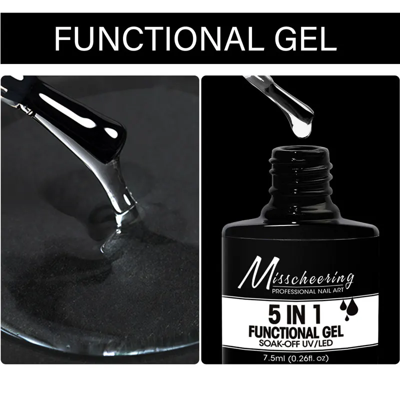 8ml 5-in-1 Gel Nagellack multifunktion ale Grundierung Dec klack Verstärkung UV Semi-Permanent Gel DIY Nail Art Lack einweichen