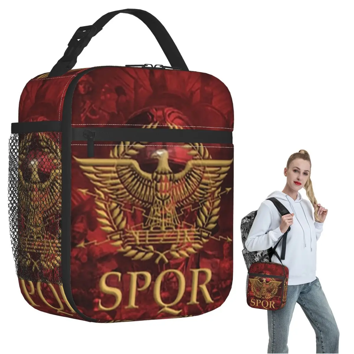 Gold Roman Imperial Eagle SPQR Insulated Lunch Bag for Women Kids Portable Food Boxes Thermal Lunch Box Tote