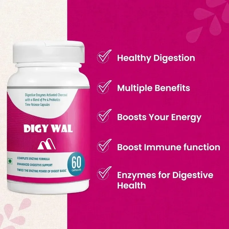 Probiotics and Prebiotics Contain Activated Carbon Digestive Enzymes - Digestive Immune Health Supplement, 60 Capsules