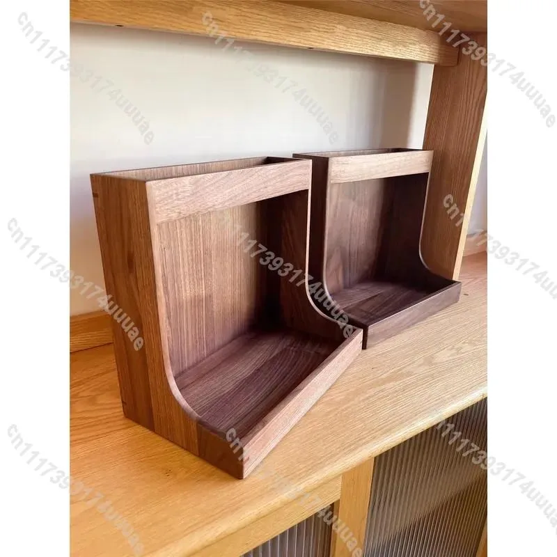 For Two Layer Black Walnut Cosmetic Box Solid Wood Desktop Organizer Home Utility Storage Holder Tabletop Jewelry Makeup