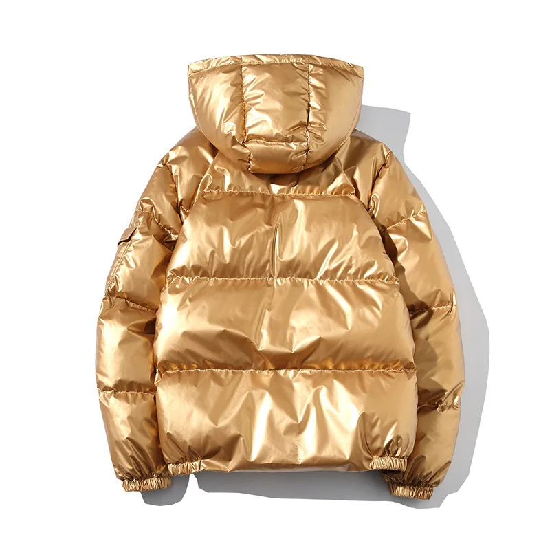 

Women's Down Jacket Winter Glossy Silver/Black/Gold/Blue Large Size 5XL Hooded Parka Outwear Down Padded Coats Female