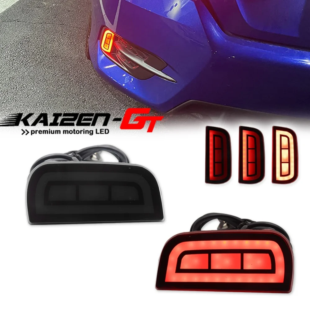 Red LED Rear Bumper Reflector Tail/Brake Lights Sequential Turn Signal Lamps For Honda Civic LX EX Touring Sedan/Coupe 2016-2021