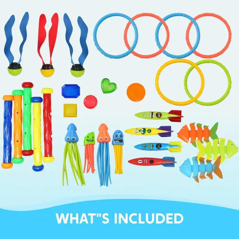 Zestaw zabawek do nurkowania dla dzieci, gra treningowa pod wodą, wieloosobowy, kolorowy zestaw do nurkowania dla zabawy rodzinnej na podwórku, zajęcia pływackie przy basenie.