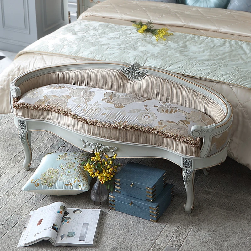 

!@Luxury Design Bed Stool for Bedroom Classic Wooden Bed Bench