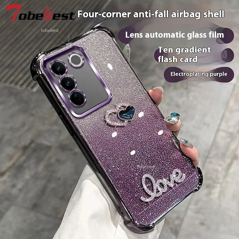 

3D Love Shockproof Glitter Plating Case for Samsung Galaxy S25 EDGE S24 S23 S22 S21 S20 Note 20 10 Ultra Plus FE 5G Back Cover