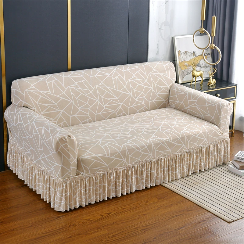 1 pack elastic pleated skirt sofa cover all-inclusive sofa cover universal simple modern sofa protective cover suitable for living room study bedroom hotel hotel sofa cover