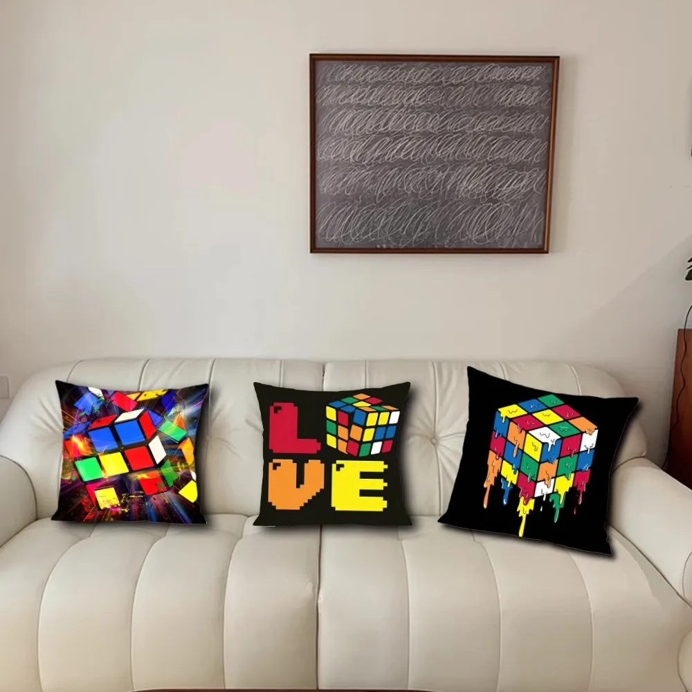 Game R-Rubik C-Cube Pillow Case Living Room Accent Couch Back Support Square Lounge Restful Nap Companion ﻿