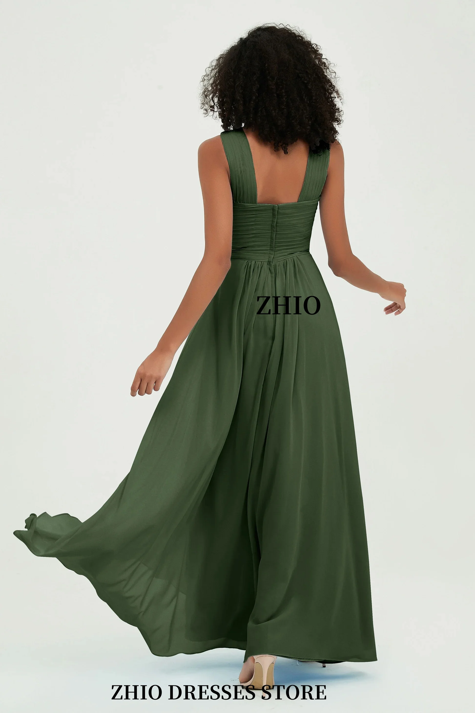 ZHIO – robe de demoiselle d'honneur de mariage romantique, ligne a, en mousseline de soie, col à bretelles, robe de Cocktail pour événement spécial, personnalisée