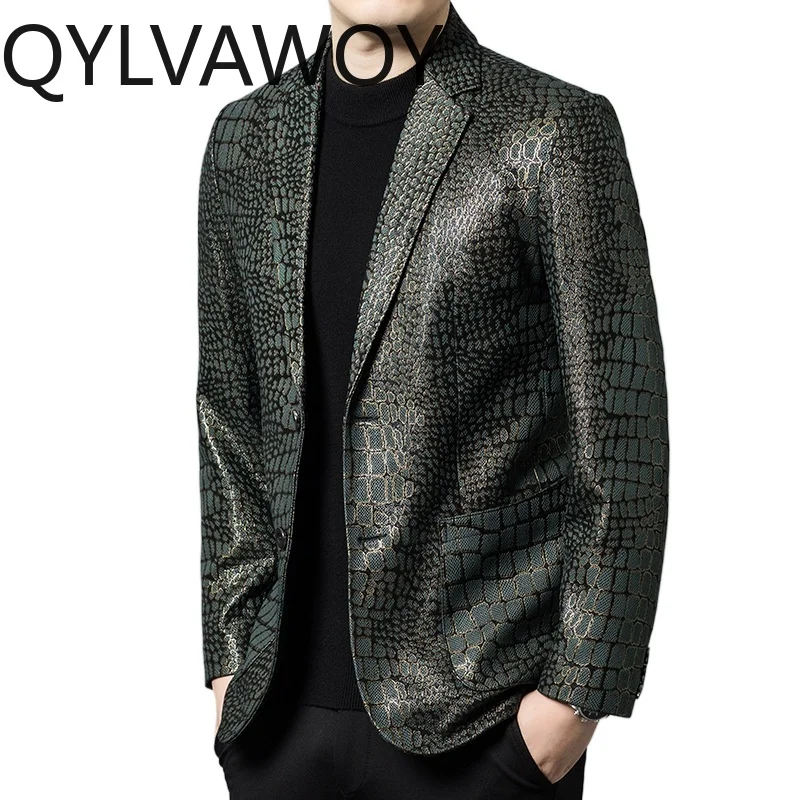 QYLVAWOY Spring Autumn Real Leather Jackets Man Sheepskin Blazer Masculino Leather Coats Notched Lapel Blazer for Man Jaqueta