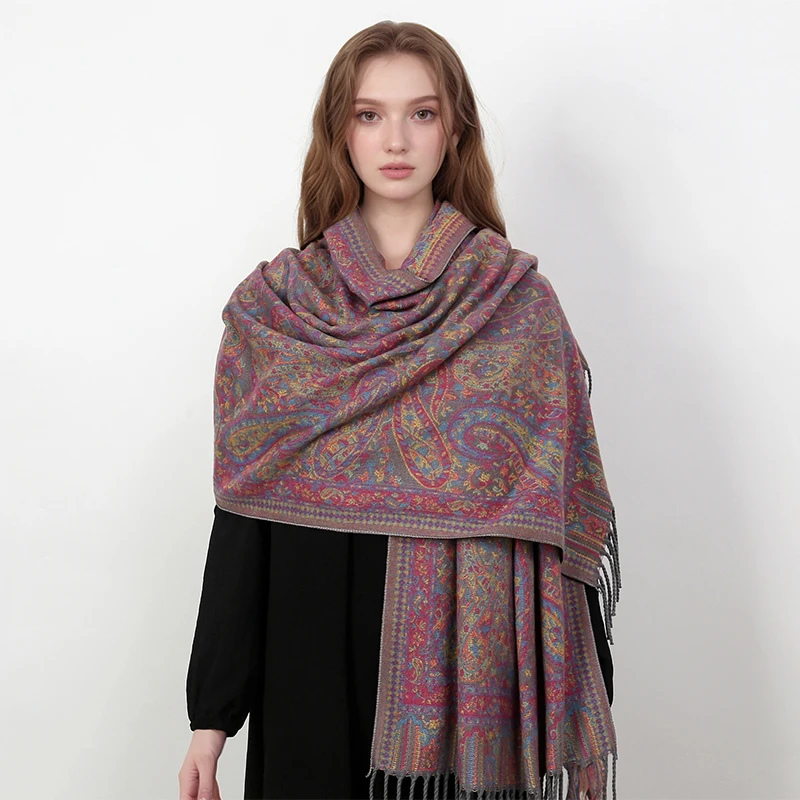 2024 nova moda inverno quente grosso macio cashmere pashmina marca de luxo jacquard cachecol feminino lenço bandana xale bandana