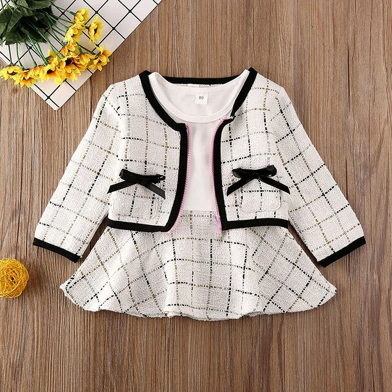 Toddler Girls Winter Outfits Set Long Sleeve Floral Print Dress Knit Cardigan Sweater Kids 2Pcs Holiday Party Wear