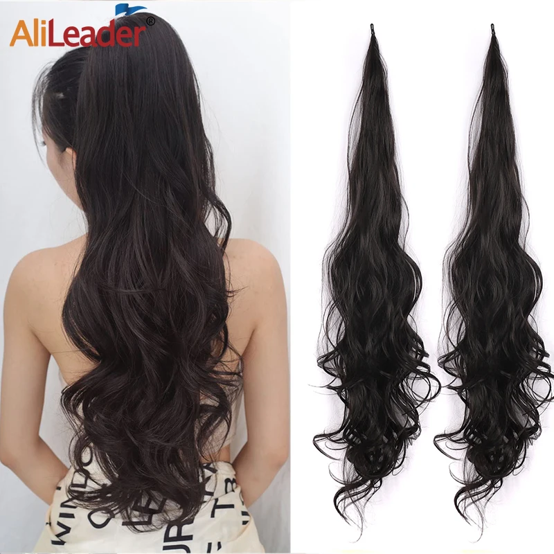 

Synthetic Flexible Wrap Around Ponytail Layered 32Inch Long Wavy Ponytail Hair Extensions Fake Pony Tail Hairpiece For Women