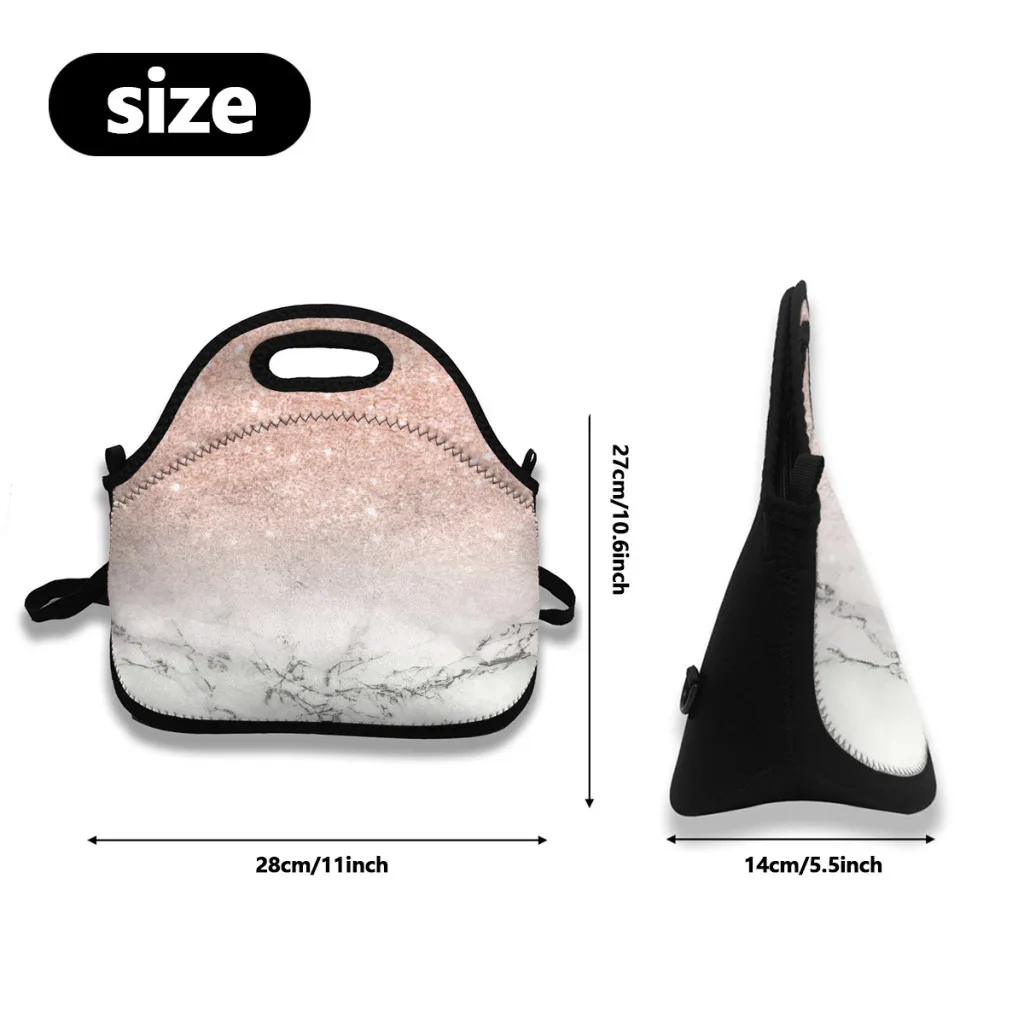 Bolsas de almuerzo térmicas con textura artística para niños, lonchera impermeable, bolso de mano, lonchera engrosada