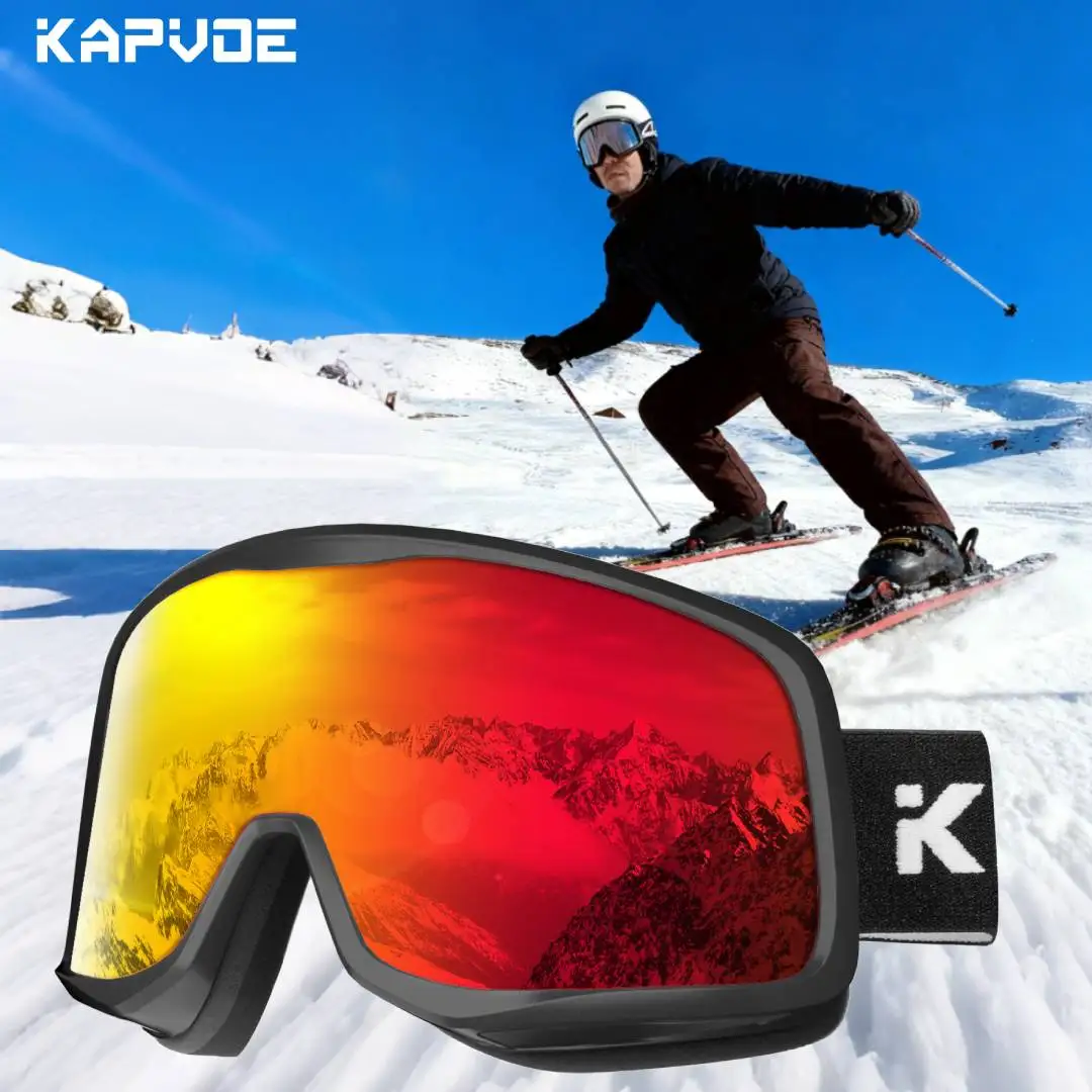 

Kapvoe Snow Goggles Anti-Fog Ski Goggles Photochromic Lenses UV400 Protection Men Women Ski Goggles Winter Sports Eyewear