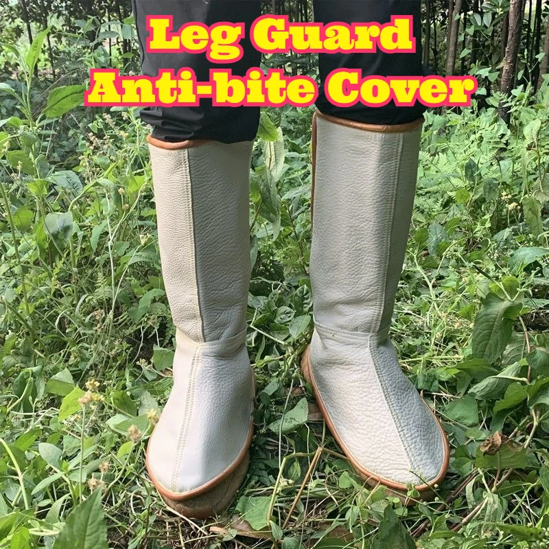 anti-snake-bite-thick-cowhide-leg-guards-anti-thorn-anti-insect-jungle-hiking-fishing-dog-training-protective-leg-sleeves-sturdy