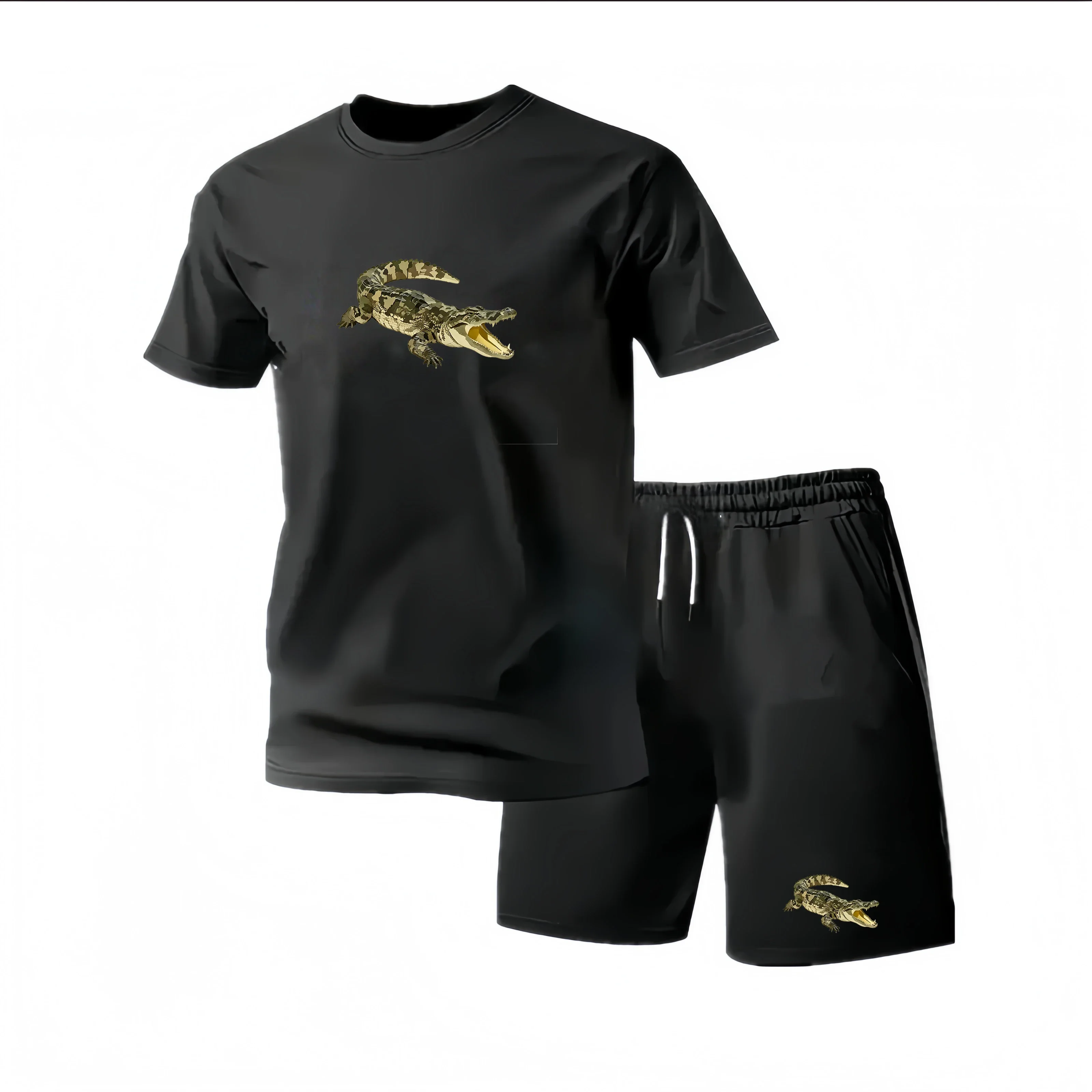 New Summer Sportswear Men's Suit Fashion Two-Piece Sports Fitness Running Casual Quick Drying Short Sleeved Shorts Set Men view 2