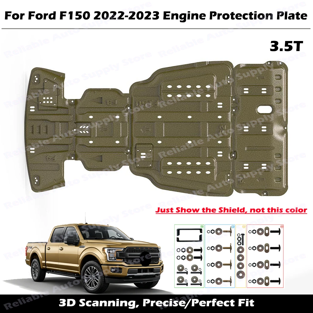 

For Ford F150 2022-2023 3.5T Durable Car Bottom Engine Shield Underbody Engine Protection Splash Shield Heavy-duty Skid Plate