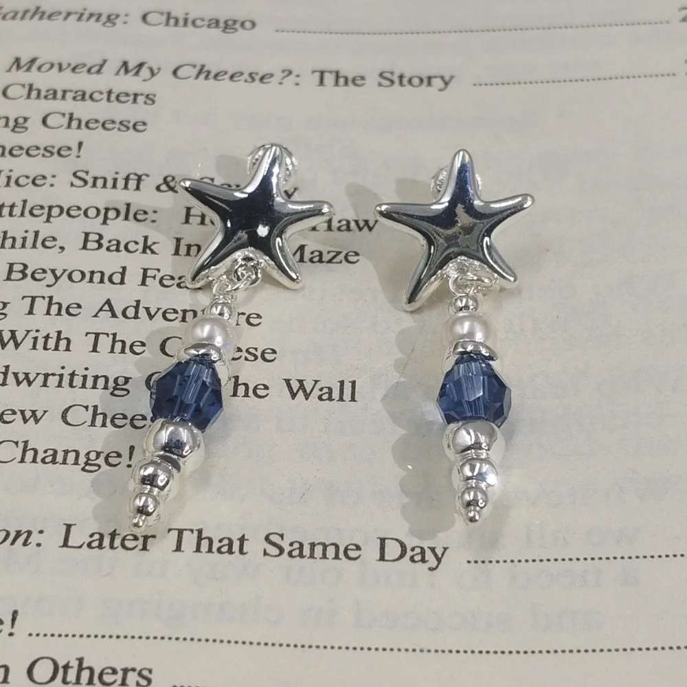 2026 Spain Exquisite Fairy Style Colorful Beaded Starfish Earrings Jewelry Accessories Party Gift