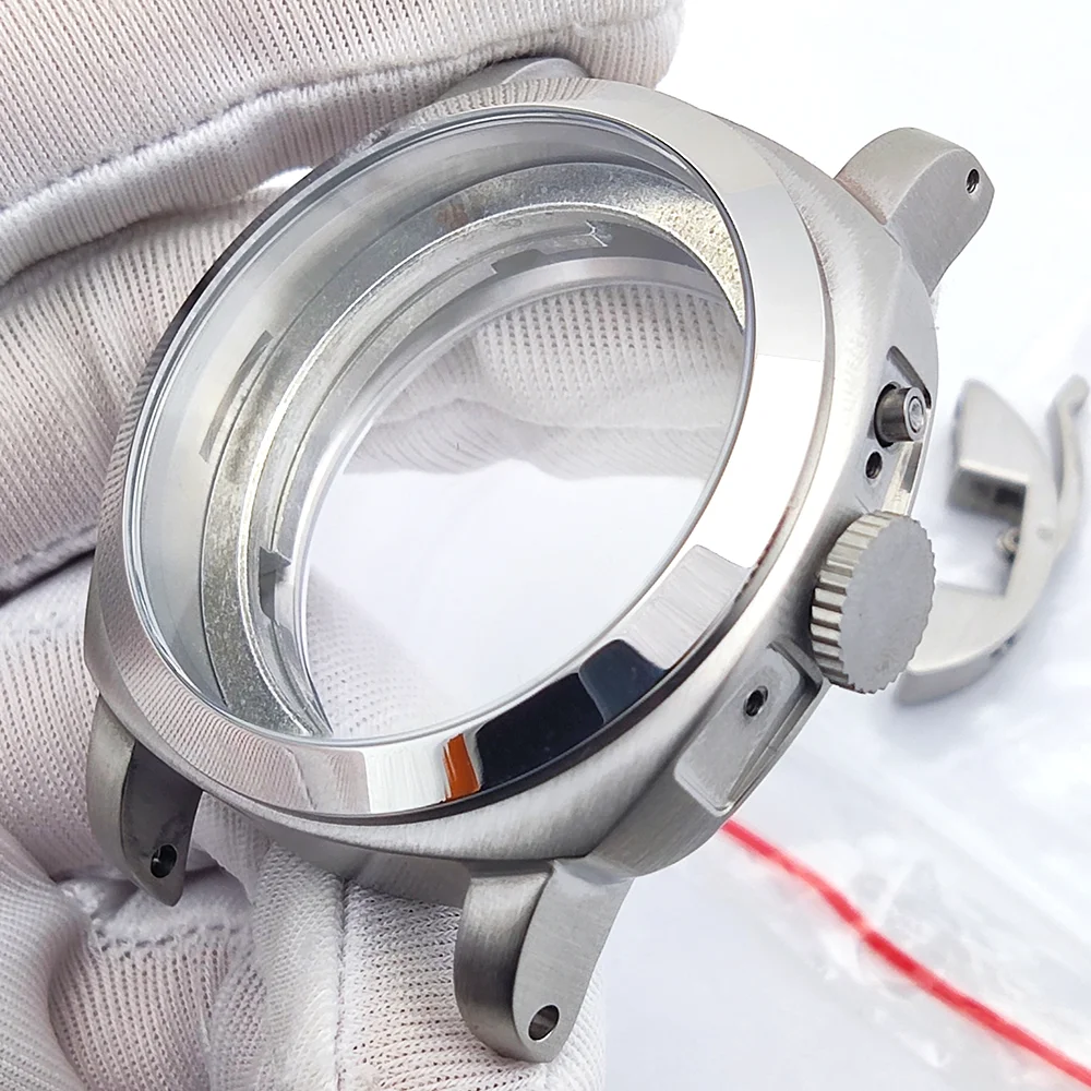 Caixa de 44mm st2555, aço inoxidável 316l, vidro de safira, à prova d'água, adequada para movimento st2555, caixa de relógio de luxo