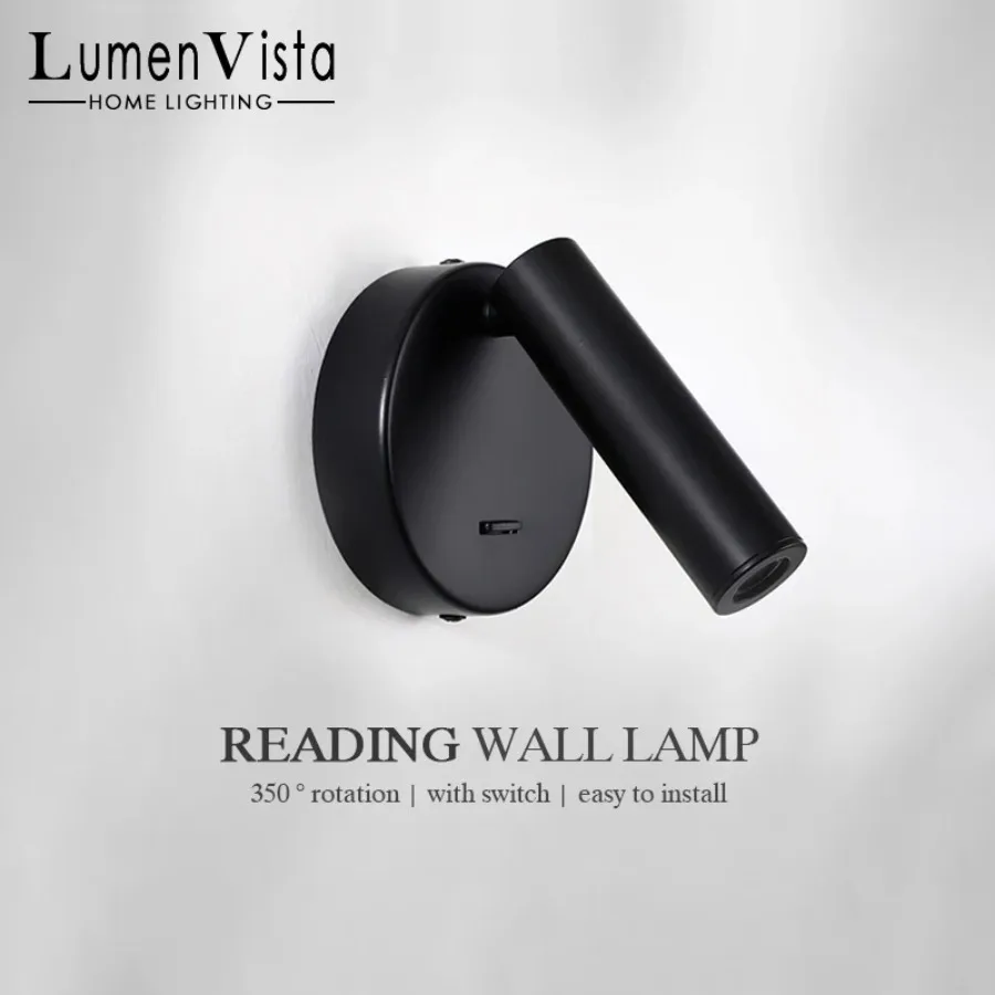 

Modern LED Wall Lamp Bedside Rotating Adjustable Reading Lamp Bedroom Hotel Living Room Study Room Indoor Home Lighting Fixture