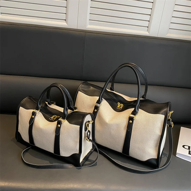 

Personalized custom travel bag women's canvas shoulder luggage bag trendy fitness bag storage bag print logo patter